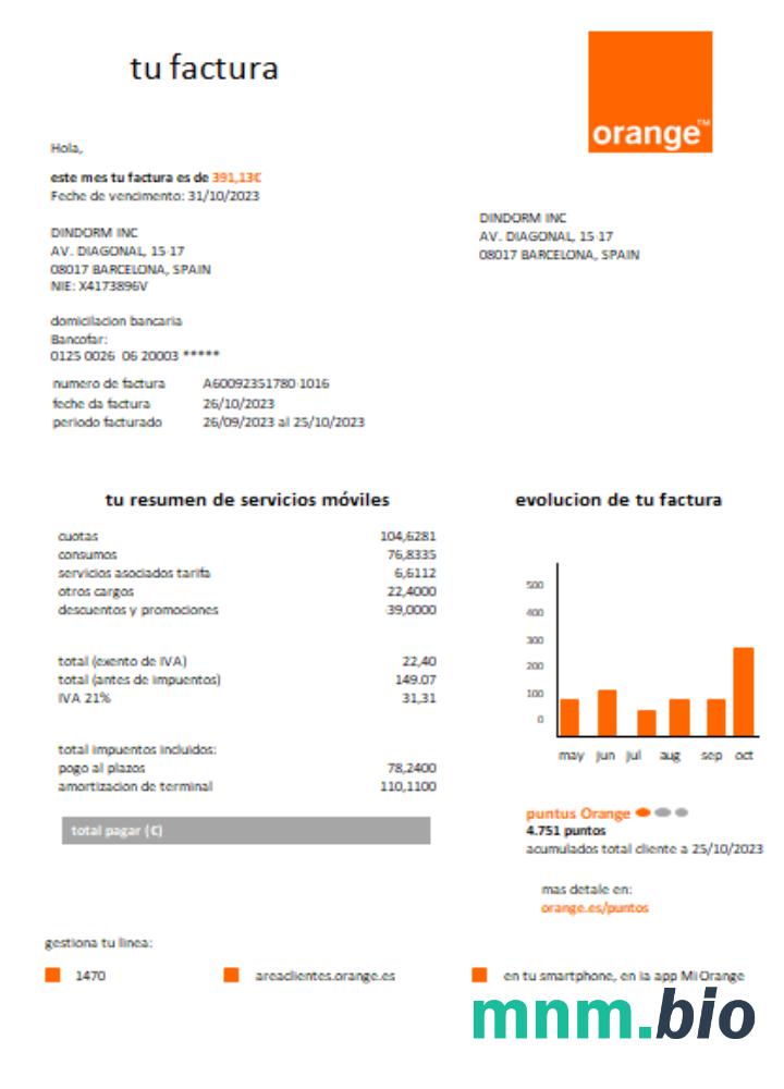 Orange Hiszpania rachunek za usługi komunalne